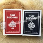 Игральные карты Драгонфлы золота покрытые пластмассой с индексом 2 постоянных посетителей